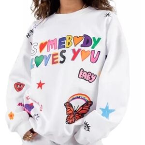 Mayfair x I Scream Colour Somebody Loves You White Crewneck Sweatshirt